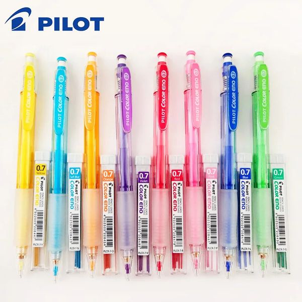 8 Pilot Couleur Eno Crayon mécanique HCR-197 Set ENSET ERASABLE Crayon 0,7 mm avec des recharges de couleurs pour la papeterie de fournitures de bureau / scolaire 240417