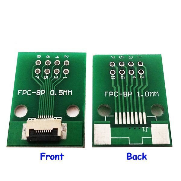 8-polige 0,5-mm-FPC/FFC-Leiterplattensteckverbinder-Adapterplatine, einseitige 8P-Flachkabelbuchse für LCD-Bildschirmschnittstelle