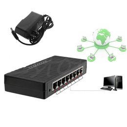 Envío gratuito 8 puertos RJ-45 10/100/1000 Gigabit Ethernet Network Desktop Switch de alta velocidad - L059 Nuevo caliente