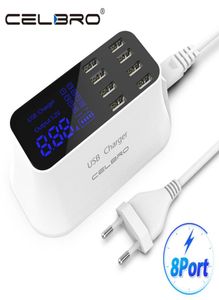 Adaptateur de chargeur Hub Usb mural à 8 ports, 8a Multiple pour téléphone portable, Station de recharge de bureau Led, prise ue Us UK 6240453