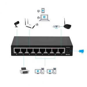Envío gratuito 8 puertos 10/100/1000Mbps Conmutador de red Gigabit Ethernet LAN RJ45 adaptable