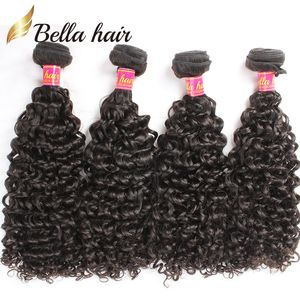 Bellahair Braziliaanse haarbundels krullend maagdelijk menselijk haar inslag uitbreidingen krulkruisen 4 stcs/lot bundel groothandel in bulk