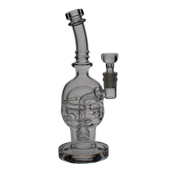 SAML 8.8 pulgadas de alto vidrio SOL EGG FAB Bong Hookahs Seed Of Life Dab Rig Recycler Tubería de agua Tamaño de junta hembra 14.4 mm PG3001 (FC-EGG V2)