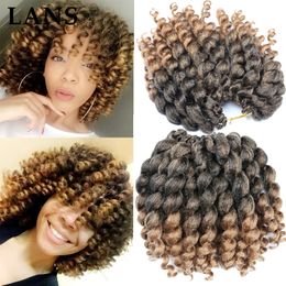 8 "Wand Krul Vlechten Vlechten Haarverlenging Jamaicaanse Bounce Afrikaanse Krullend Twist 20 Stands/Pack Synthetisch Gehaakte Vlechten Hair Extensions LS08