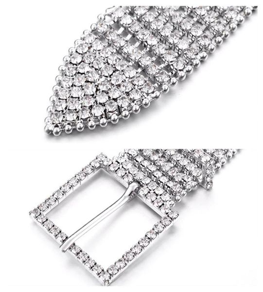Cinturón de boda de circonio cúbico completo de 8 filas Cinturón de cadena de diamantes de imitación brillante Cinturón de cadena de cintura ancha Cintos Femenino Cinturones Accesorios7983221