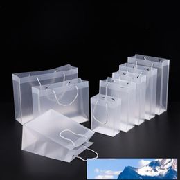 Emballage cadeau 8 taille sacs-cadeaux en plastique PVC givré avec poignées étanche transparent sac à main clair faveurs sac logo personnalisé LX1383