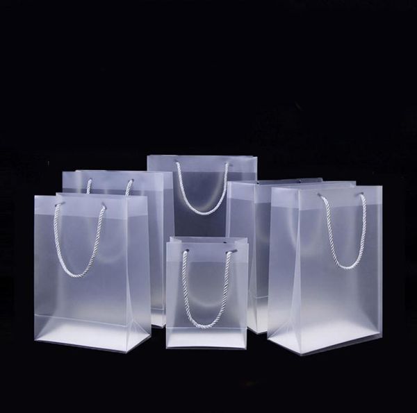 8 Tamaño esmerilado PVC regalo bolsas de plástico con asas de PVC impermeable Rransparent bolso del partido del bolso Claro favores de papel de regalo SN4667