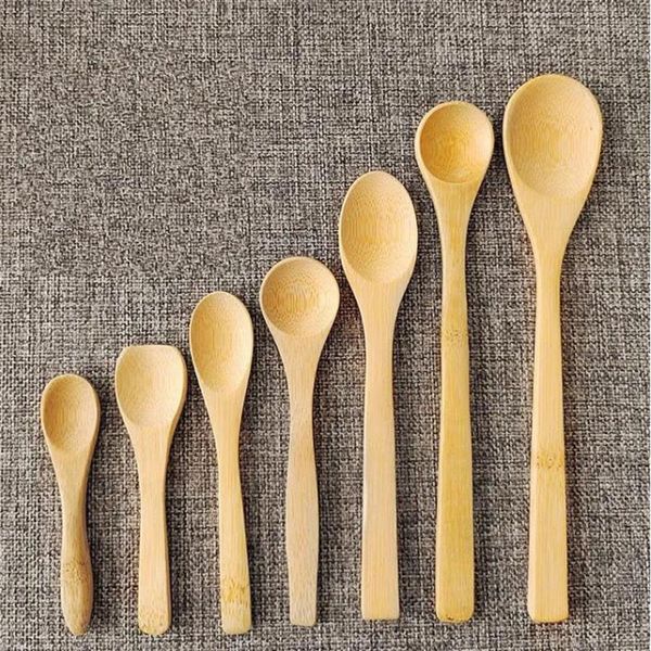 8 taille petites cuillères en bambou naturel Eeo-Friendly Mini cuillère à miel cuisine Mini-café cuillère à café enfants cuillère à crème glacée 9-16cm