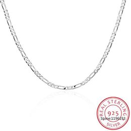 Collier chaîne Figaro en argent Sterling 925 véritable, 8 tailles disponibles, 4mm, pour femmes, hommes et enfants, 40 45 50 60 75cm, bijoux Kolye Collares258g