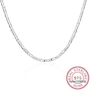 8 tamaños disponibles Plata de Ley 925 auténtica collar de cadena Figaro de 4mm mujeres hombres niños 40 45 50 60 75cm joyería Kolye Collares258g