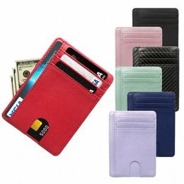 8 Slot Slim RFID Blocage Portefeuille en cuir Porte-carte d'identité de crédit Porte-monnaie Mey Case Couverture Anti-vol pour hommes Femmes Hommes Fi Sacs f5UG #