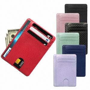 8 fentes minces RFID Blocking en cuir portefeuille de crédit Carte d'identité de carte d'identité Purse MEY COUVERTURE COVER ANTI VOLT POUR HOMMES FEMMES MEN FI BAGS N3NS #