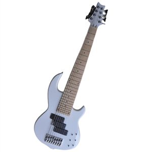 Guitare basse électrique blanche à 8 cordes, avec touche en érable, offre Logo/couleur personnalisée