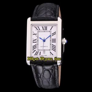 8 Style 31mm solo W5200027 Datum Witte wijzerplaat Automatische Mens Watch Silver Case Zwart Leather Riem Hoogwaardige goedkope nieuwe heren Pols2605