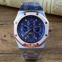 8-stijl hoogwaardige horloge 41 mm Perpetual Agenda Automatische Mens Watch 26574 Blue Dial Two-Tone roestvrijstalen riemheren horloges