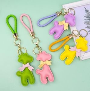 8 stijlen schattige giraf sleutelhangers pure kleurtas decoratieve sleutelhanging voor kinderen hou van boog lanyard auto dieren sleutelhanger