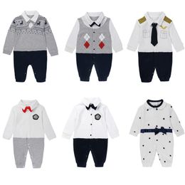 8 Stijlen Kinderkleding Baby Boy Gentleman Rompertjes Pasgeboren Baby Lange Mouwen Jumpsuits Infant Designer Romper Merk Peuter Kleding M280