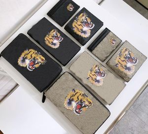 8 styles hommes portefeuilles marque de mode tête de tigre titulaire de la carte petit long portefeuille à glissière