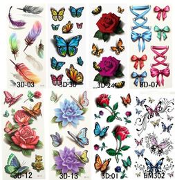 8 stijlen Tijdelijke tatoeages voor man vrouw waterdichte stickers metallic make-up 3D strik bloem tatoeages flash body Art4177940