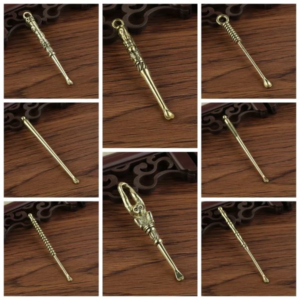 8 styles cire dabber outils atomiseur réservoir métal 70mm pot fumer or mini dab outil bâton cuillère oreille pick pour herbe sèche titane ongles vape LL