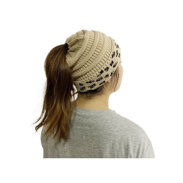 8 styles femmes léopard Patchwork tricoté bonnets hiver femmes laine chapeau chaud crâne bonnet Crochet extérieur casquette chaude