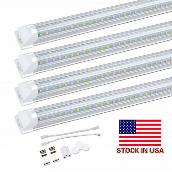 Tubos LED T8 de 8' en forma de V Luz LED integrada de 8 pies Luz de trabajo de 8 pies 45W 72W 96'' Lámparas fluorescentes de doble fila