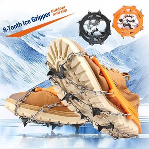 8 dents pince à glace Spike pour chaussures hiver extérieur antidérapant randonnée escalade Crampons de neige couvre-chaussures antidérapants 240125