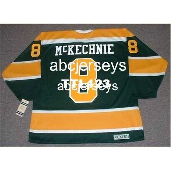 # 8 WALT McKECHNIE California Golden Seals 1972 CCM Vintage Hockey Jersey Stitch n'importe quel numéro de nom