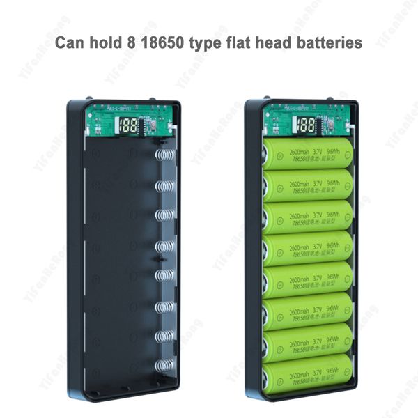 8 x 18650 Case de banco de energía QC3.0 Batería de carga rápida soldadura dual dual USB 18650 Caja de almacenamiento de titular Banco de energía para teléfono móvil