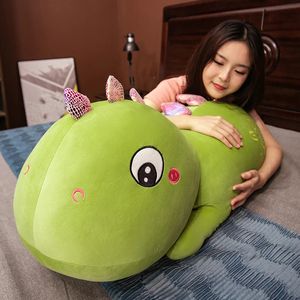 80/100 / 120CM taille géante dinosaure vert jouets en peluche peluche doux grand oreiller animal Kawaii coussin de couchage pour enfants filles cadeau 240123