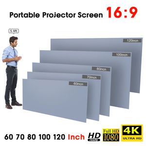 Pantalla de proyector reflectante de 80/100/120 pulgadas, pantalla de proyección de vídeo plegable sin marco HD montada en la pared para cine en casa, películas de oficina