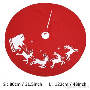 80/122cm jupe d'arbre de Noël rouge renne imprimer jupe d'arbre de Noël jupe d'arbres de Noël Non tissé décoration d'arbre de Noël XVT1087