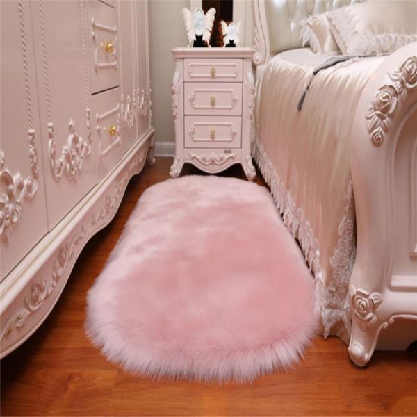80 150 cm style européen rose tapis en peluche salon chambre chevet tapis de sol imitation laine pleine de jolies vitrines personnalisation de la maison