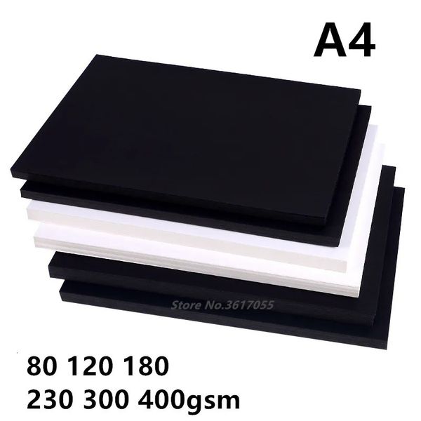 80-400gsm haute qualité A4 noir blanc papier Kraft bricolage fait à la main fabrication de cartes artisanat papier carton épais carton 240122