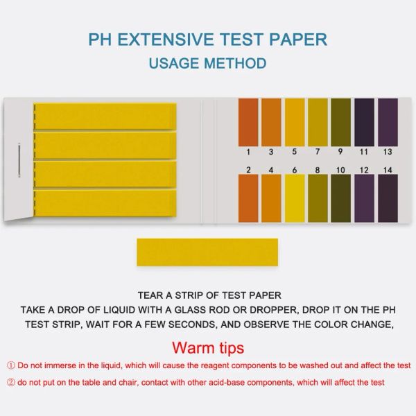 80-800PCS PH BRANDES DE TEST POUR LE PHIN PH PAPIER 1-14 COSMETICS SOIL ACIDIDE BRANDES DE TEST pour les instruments de mesure de l'aquarium