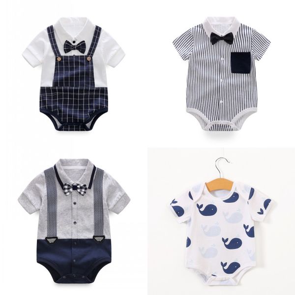 80 cm bébé barboteuse vêtements gentleman une pièce onesie bébé été chaud transfrontalier à manches courtes nouveau triangle barboteuses usine en gros 1233 D3