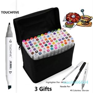 80-Colors Dual Tip Paint Markers stylo de luxe Oily Sketch Marker Art Supplies pour Animation Manga Draw Brush Cadeaux de Noël créatifs