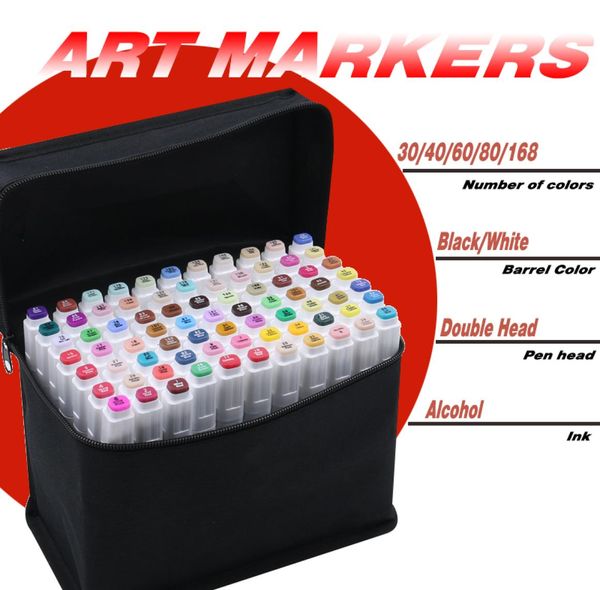 80 colores pintura marca pluma pintura con alcohol marcador manga dibujos animados graffiti boceto arte de doble cabeza marcadores copic set diseñadores p6608550