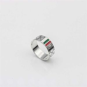 80% korting op designer sieraden armband ketting persoonlijkheid eenvoudige diamant geruite rood groen emaille paar ring
