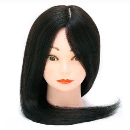 80% Real Human Hair Training Head For Dolls Hairstyles Braid Hairdressing Mannequin Heads 50cm Stand pour les coiffeurs