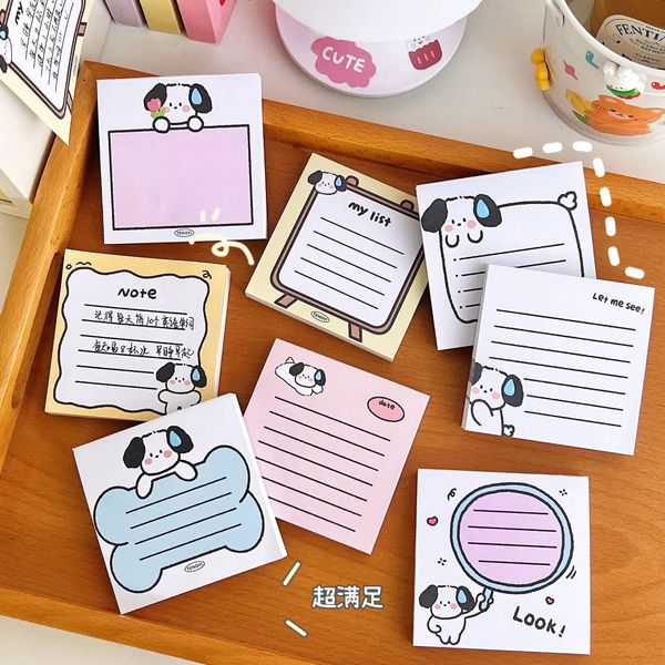 80 hojas Kawaii Dog Memo Pad Notas adhesivas para hacer lista de colores Planificador divertido Escuela Suministros de oficina Papelería 231220