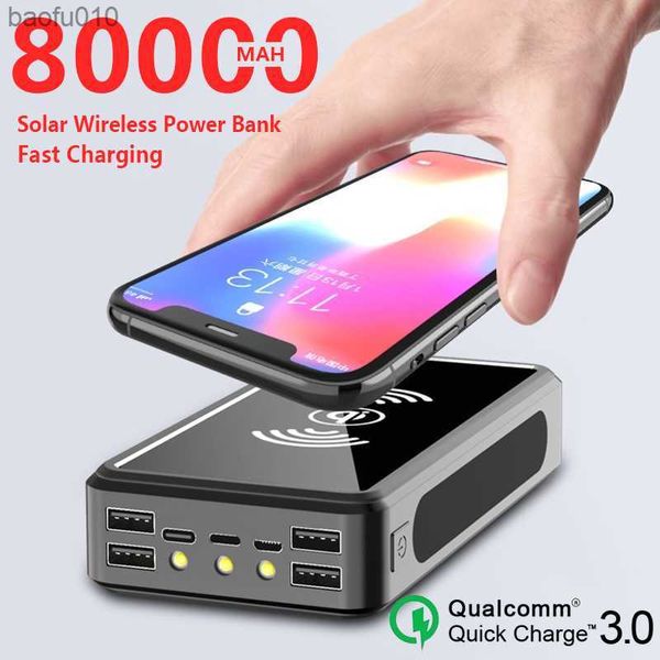 80000mAh Chargeur rapide de batterie solaire sans fil de grande capacité avec batterie externe pour téléphone portable 4USB Poverbank pour Smartphoones L230712