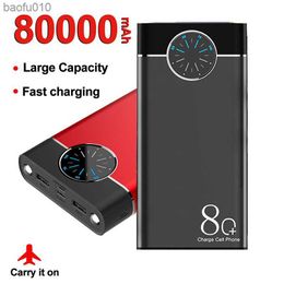 80000 mAh Power Bank Draagbare Hoge Capaciteit Oplader 2LED Externe Batterij voor Outdoor Reizen iphone xiaomi Samsung LG L230619