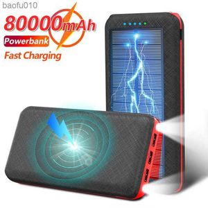80000mAh Qi Solaire Sans Fil Power Bank Portable Extérieur Téléphone Portable Charge Rapide Batterie Externe Convient pour Xiaomi mi Iphone L230712
