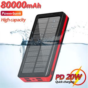 Powerbank solaire Portable 30000mAh, grande capacité, charge rapide, pour Xiaomi, Iphone, Samsung, Huawei, batterie externe, lumière LED, 4usb