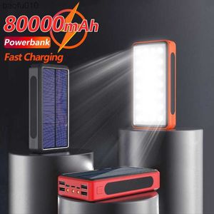 80000mAh Solaire Sans Fil Power Bank 4 USB Charge Rapide Batterie Externe LED Portable Chargeur de Téléphone Portable pour IPhone Xiaomi L230712