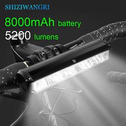 8000 mAh 5 LED 5P90 Bike Light Waterdichte USB -oplaadbare fiets 5200 Lumen -zaklamp en koplamp als Power Bank 240509