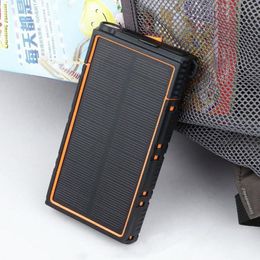 Solar 20000mAh PowerBank Dual USB cargo impermeable Banco de energía Batería externa Cargador de batería universal Poverbank Teléfono