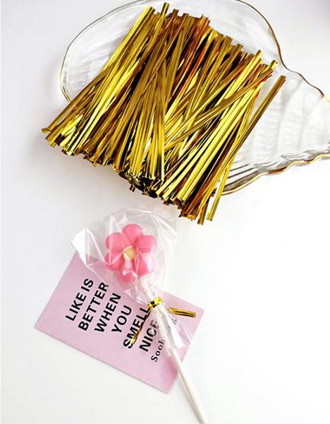 8000 pièces 8-12 cm attaches torsadées métalliques dorées emballage cadeau fil de reliure pour bonbons en plastique sac de gâteau de biscuit cadeaux d'anniversaire de mariage fourniture d'emballage de sucette