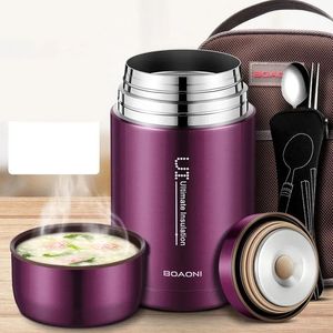 Pot thermique pour aliments de 800 ml/1000 ml, récipients thermos isolés sous vide pour soupe, boîte à déjeuner en acier inoxydable 316 avec boîte à déjeuner pliante 240118